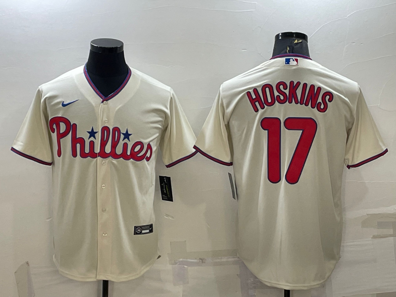 Men's Philadelphia Phillies Rhys Hoskins #17 Beige Jersey